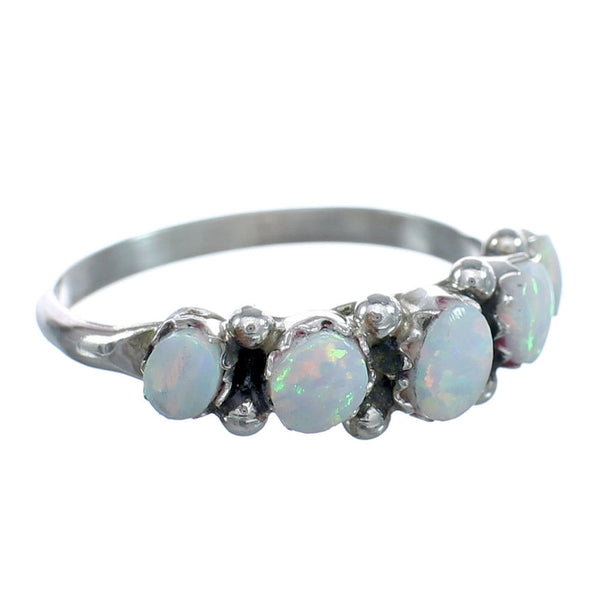 Native American Zuni Opal Genuine Sterling Silver Ring Size 8-1/4 JX122603